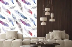 Naklejka: Wzór piór. akwarela eleganckie tło. nadruk w kolorze ekologicznym