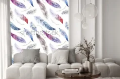 Naklejka: Wzór piór. akwarela eleganckie tło. nadruk w kolorze ekologicznym