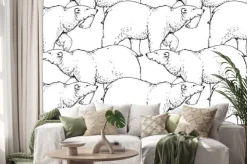 Naklejka: Wzór seamlees ręcznie narysowany chodzenia niedźwiedź polarny