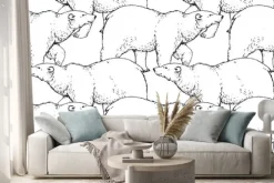 Naklejka: Wzór seamlees ręcznie narysowany chodzenia niedźwiedź polarny