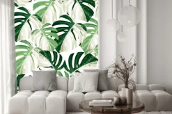 Naklejka: Wzór z liści monstery