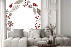 Naklejka: Xmas retro wieniec święto na białym