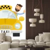 Naklejka: Yellow taxi car - vector icon