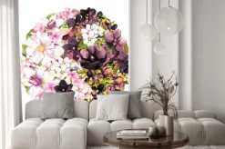 Naklejka: Yin yan, ying yang symbol z kwiatami. akwarela