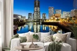 Naklejka: Yokohama cityscape w nocy