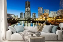 Naklejka: Yokohama cityscape w nocy