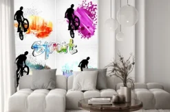 Naklejka: Young male bicycle jumper. healthy lifestyle