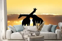 Naklejka: Żyrafa sylwetka o zachodzie słońca