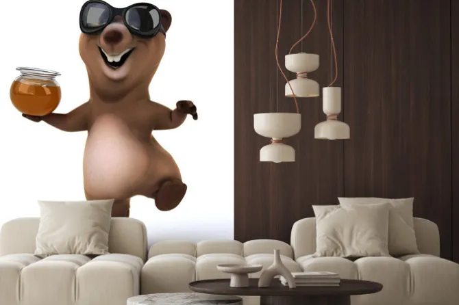 Naklejka: Zabawa niedźwiedź