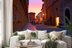 Naklejka: Zachód słońca na ulicach pienza