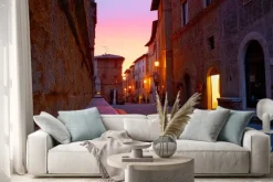 Naklejka: Zachód słońca na ulicach pienza