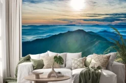 Naklejka: Zachód słońca w górach