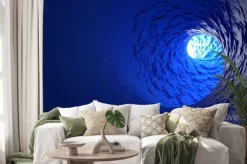 Naklejka: Zakręcony tunel w niebieskim kolorze