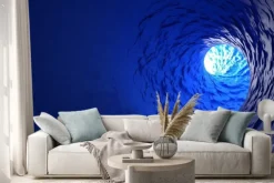 Naklejka: Zakręcony tunel w niebieskim kolorze