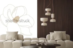 Naklejka: Zarys kwiatu magnolii na białym tle