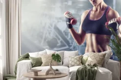 Naklejka: Zbliżenie na dziewczynę na siłowni