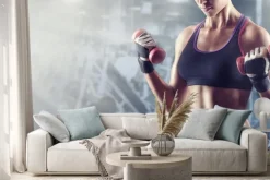 Naklejka: Zbliżenie na dziewczynę na siłowni