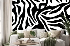 Naklejka: Zebra fur repeating texture. animal skin stripes, jungle wallpapers.