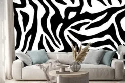 Naklejka: Zebra fur repeating texture. animal skin stripes, jungle wallpapers.