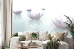 Naklejka: Zen flowers on water in widescreen
