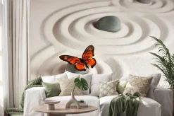 Naklejka: Zen kamienie z motylem