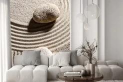 Naklejka: Zen piasku still-life - dwa kamienie ustawione w poprzek linii