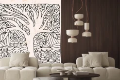 Naklejka: Zentangle z drzewa i kwiaty