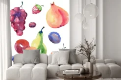 Naklejka: Zestaw akwareli owoce