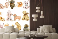 Naklejka: Zestaw akwarelowych zwierząt