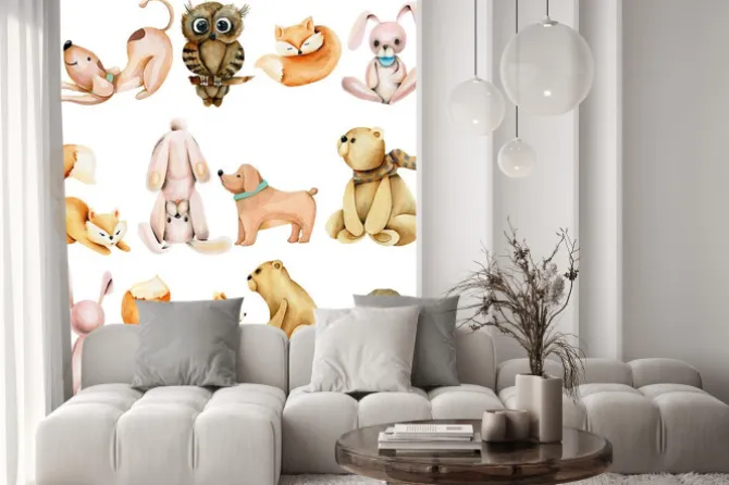 Naklejka: Zestaw akwarelowych zwierząt