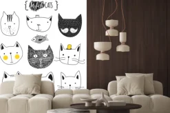 Naklejka: Zestaw cute doodle kotów. szkic kota. cat sketch. spódniczka