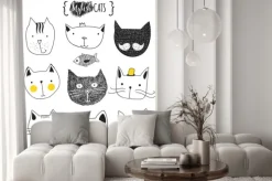 Naklejka: Zestaw cute doodle kotów. szkic kota. cat sketch. spódniczka