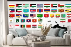 Naklejka: Zestaw flag państw azjatyckich