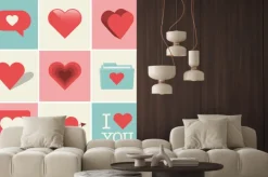 Naklejka: Zestaw ikon serca