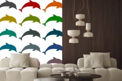 Naklejka: Zestaw ikon silhouette delfinów