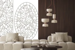 Naklejka: Zestaw ilustracji konturowych witraży z gałęziami drzew, gałęzi