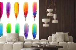 Naklejka: Zestaw kolorowych piór