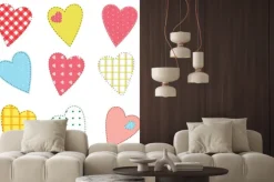 Naklejka: Zestaw ślicznych szyte serca z szwu wzorów