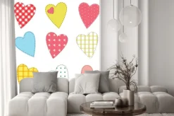 Naklejka: Zestaw ślicznych szyte serca z szwu wzorów