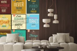 Naklejka: Zestaw vintage tła typograficzny - motywacyjne cytaty - kolory