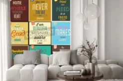 Naklejka: Zestaw vintage tła typograficzny - motywacyjne cytaty - kolory