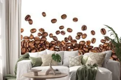 Naklejka: Ziarna kawy na białym tle