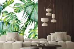 Naklejka: Zieleń na tropikalnych liściach monstery