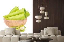 Naklejka: Zielona papryka na białym tle