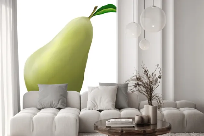 Naklejka: Zielone gruszki na białym tle