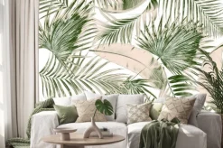 Naklejka: Zielone liści palmy na białym tle
