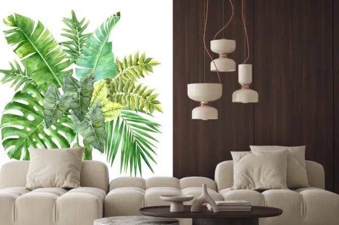 Naklejka: Zielone liście różnych gatunków