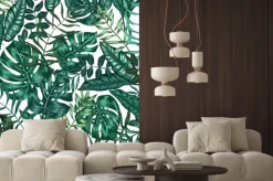 Naklejka: Zielone liście tropikalne na białym tle