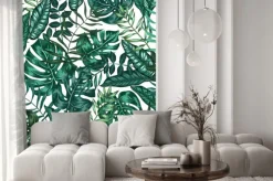 Naklejka: Zielone liście tropikalne na białym tle