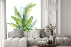 Naklejka: Zielone tropikalne liście w prostej kompozycji